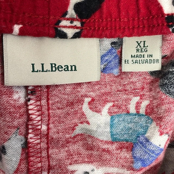 L.L. Bean Flannel Sleep Pants Red Winter Dog Print XL - Picture 13 of 16
